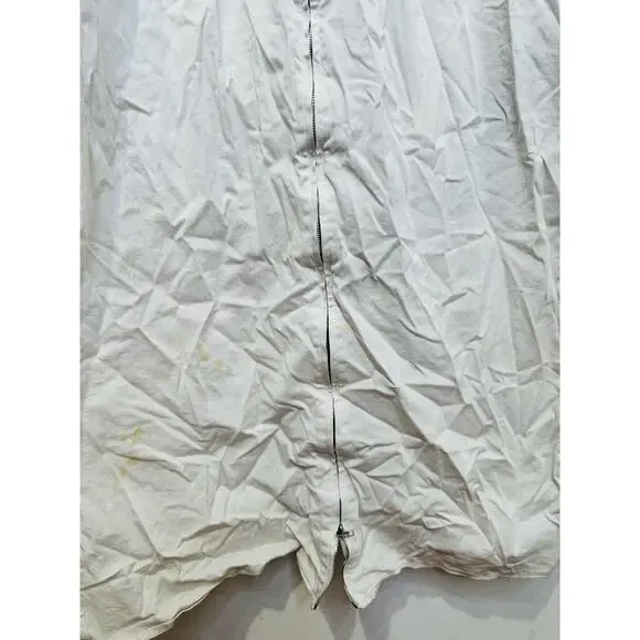 AREA STARS White Cotton Waist Cinching Sleeveless Jean A-Line Dress Size Medium - Picture 9 of 10